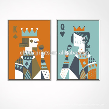 Art contemporain de mur en toile de poker / carte de jeu Décor mural / reine et arme King